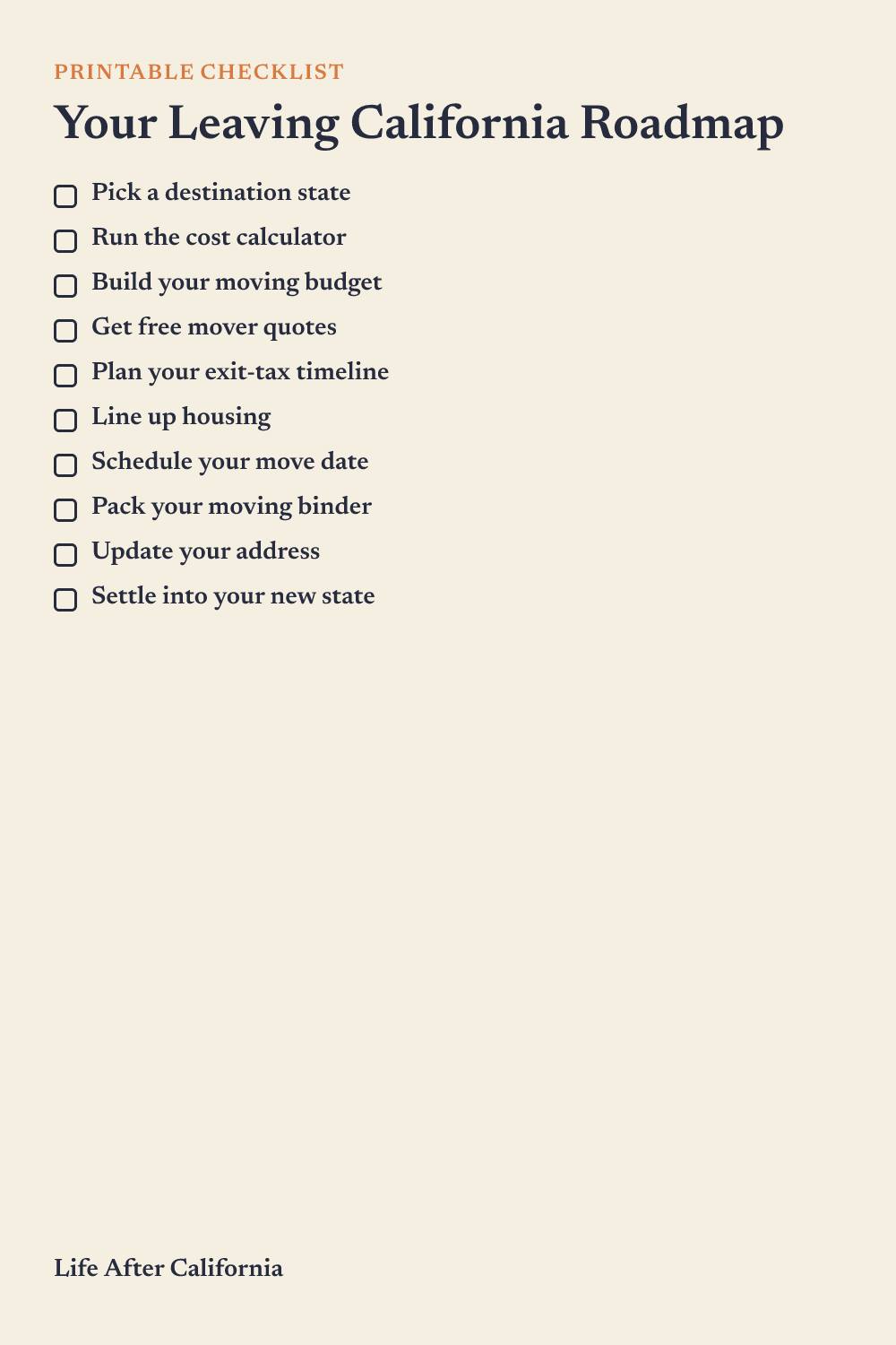 Your Leaving California Roadmap